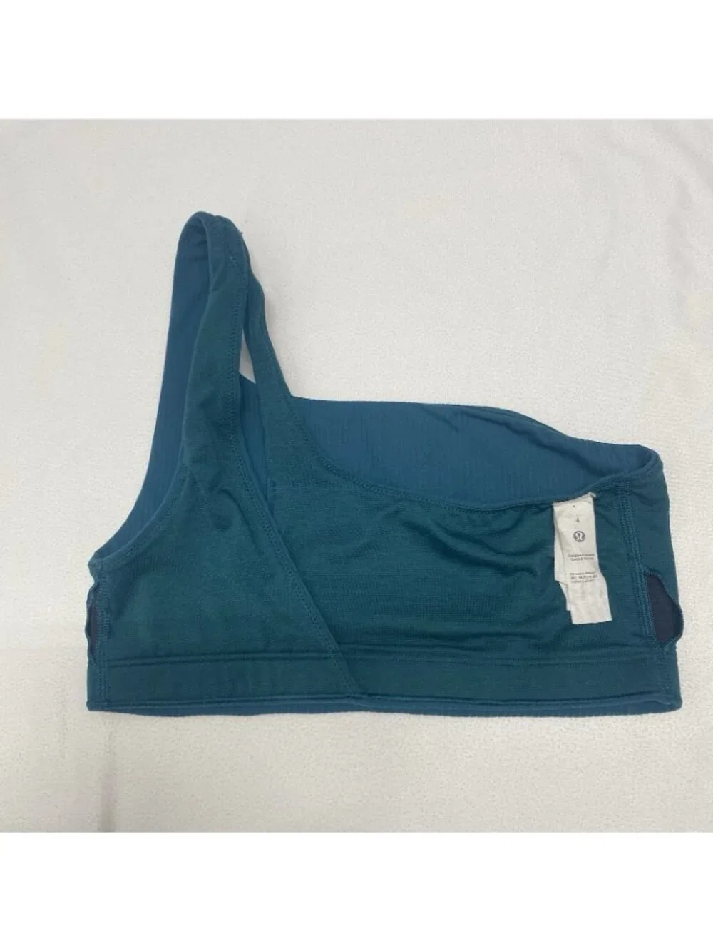 Lululemon Ribbed Nulu Asymmetrical Yogo Bra Light Support Women Size 4 Teal